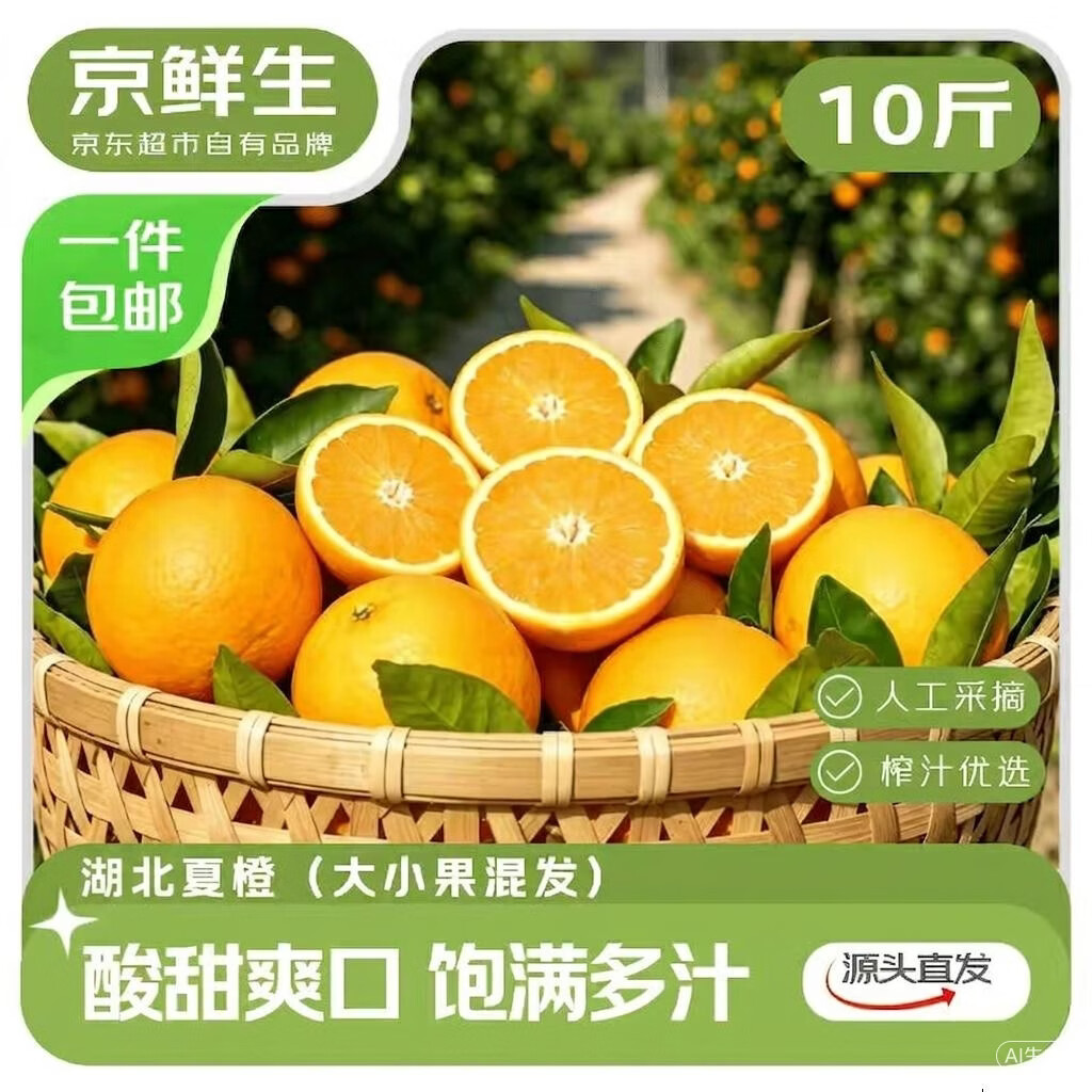 京鲜生湖北夏橙10斤19.9元包邮酸甜多汁